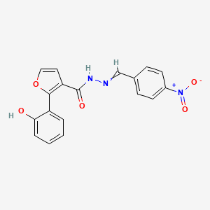 molecular formula C18H13N3O5 B1300577 2-(2-hydroxyphenyl)-N-[(4-nitrophenyl)methylideneamino]furan-3-carboxamide 