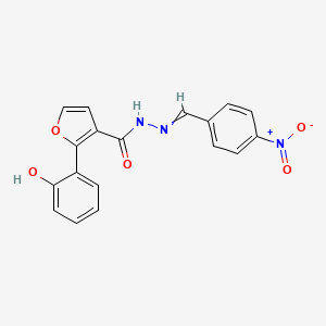 molecular formula C18H13N3O5 B1300577 2-(2-hydroxyphenyl)-N'-[(E)-(4-nitrophenyl)methylidene]-3-furohydrazide 