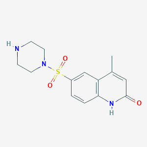 molecular formula C14H17N3O3S B13006030 4-Methyl-6-(piperazin-1-ylsulfonyl)quinolin-2(1H)-one 