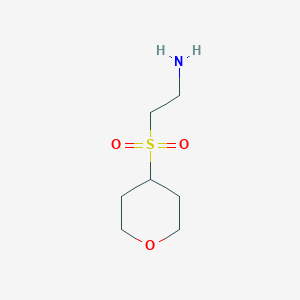 molecular formula C7H15NO3S B13006391 2-((Tetrahydro-2H-pyran-4-yl)sulfonyl)ethan-1-amine 