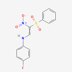 molecular formula C14H11FN2O4S B1300658 4-fluoro-N-[2-nitro-2-(phenylsulfonyl)vinyl]aniline 