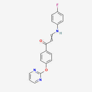 molecular formula C19H14FN3O2 B1300665 3-(4-Fluoroanilino)-1-(4-pyrimidin-2-yloxyphenyl)prop-2-en-1-one 