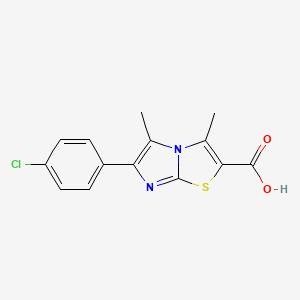 molecular formula C14H11ClN2O2S B13006923 6-(4-Chlorophenyl)-3,5-dimethylimidazo[2,1-b]thiazole-2-carboxylic acid 
