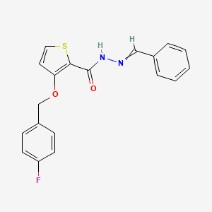molecular formula C19H15FN2O2S B1300705 N-(benzylideneamino)-3-[(4-fluorophenyl)methoxy]thiophene-2-carboxamide 