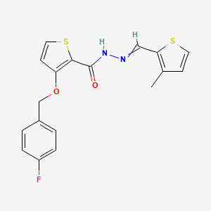 molecular formula C18H15FN2O2S2 B1300707 3-[(4-fluorobenzyl)oxy]-N'-[(E)-(3-methyl-2-thienyl)methylidene]-2-thiophenecarbohydrazide 