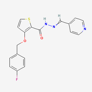 molecular formula C18H14FN3O2S B1300708 3-[(4-fluorobenzyl)oxy]-N'-[(E)-4-pyridinylmethylidene]-2-thiophenecarbohydrazide 