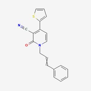 molecular formula C19H14N2OS B1300720 2-oxo-1-[(E)-3-phenyl-2-propenyl]-4-(2-thienyl)-1,2-dihydro-3-pyridinecarbonitrile 