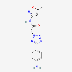 molecular formula C13H13N7O2 B1300752 2-[5-(4-Amino-phenyl)-tetrazol-2-yl]-N-(5-methyl-isoxazol-3-yl)-acetamide CAS No. 436092-90-9