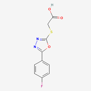 molecular formula C10H7FN2O3S B1300761 [5-(4-Fluoro-phenyl)-[1,3,4]oxadiazol-2-ylsulfanyl]-acetic acid CAS No. 485334-65-4