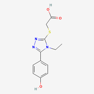 molecular formula C12H13N3O3S B1300766 [4-Ethyl-5-(4-hydroxyphenyl)-4H-[1,2,4]triazol-3-ylsulfanyl]-acetic acid CAS No. 462066-81-5