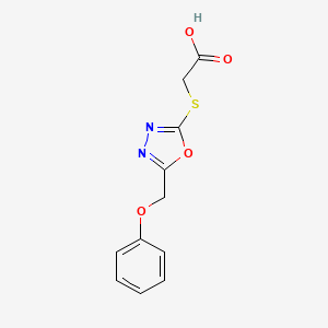 molecular formula C11H10N2O4S B1300768 (5-Phenoxymethyl-[1,3,4]oxadiazol-2-ylsulfanyl)-acetic acid CAS No. 332871-56-4