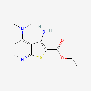molecular formula C12H15N3O2S B1300796 乙基3-氨基-4-(二甲基氨基)噻吩[2,3-b]吡啶-2-羧酸酯 CAS No. 147992-86-7