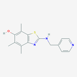 molecular formula C16H17N3OS B130081 6-Benzothiazolol, 4,5,7-trimethyl-2-[(4-pyridinylmethyl)amino]- CAS No. 145096-27-1