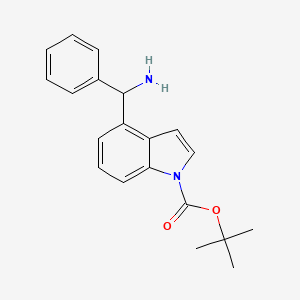 molecular formula C20H22N2O2 B13008346 tert-Butyl 4-(amino(phenyl)methyl)-1H-indole-1-carboxylate 