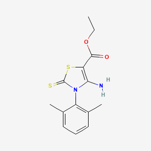 molecular formula C14H16N2O2S2 B1300863 Ethyl 4-amino-3-(2,6-dimethylphenyl)-2-thioxo-2,3-dihydro-1,3-thiazole-5-carboxylate CAS No. 312922-21-7