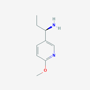 molecular formula C9H14N2O B13008890 (R)-1-(6-Methoxypyridin-3-yl)propan-1-amine 
