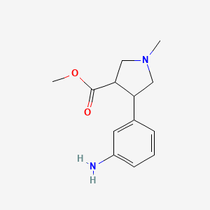 molecular formula C13H18N2O2 B13009413 Methyl 4-(3-aminophenyl)-1-methylpyrrolidine-3-carboxylate 