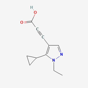 molecular formula C11H12N2O2 B13009621 3-(5-Cyclopropyl-1-ethyl-1H-pyrazol-4-yl)propiolic acid 