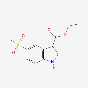 molecular formula C12H15NO4S B13009777 Ethyl5-(methylsulfonyl)indoline-3-carboxylate 