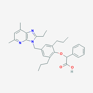 molecular formula C31H37N3O3 B130098 {4-[(2-Ethyl-5,7-dimethyl-3h-imidazo[4,5-b]pyridin-3-yl)methyl]-2,6-dipropylphenoxy}(phenyl)acetic acid CAS No. 153275-22-0