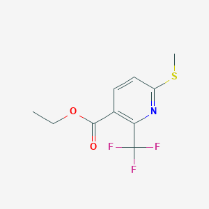 molecular formula C10H10F3NO2S B13010600 Ethyl 6-(methylthio)-2-(trifluoromethyl)nicotinate CAS No. 261635-84-1
