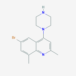 molecular formula C15H18BrN3 B13010833 6-Bromo-2,8-dimethyl-4-(piperazin-1-yl)quinoline 