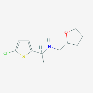molecular formula C11H16ClNOS B13011033 1-(5-Chlorothiophen-2-yl)-N-((tetrahydrofuran-2-yl)methyl)ethan-1-amine 