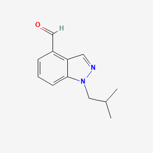 molecular formula C12H14N2O B13011046 1-(2-methylpropyl)-1H-indazole-4-carbaldehyde 