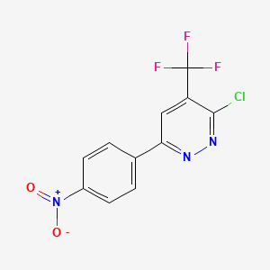 molecular formula C11H5ClF3N3O2 B13011304 3-Chloro-6-(4-nitrophenyl)-4-(trifluoromethyl)pyridazine 