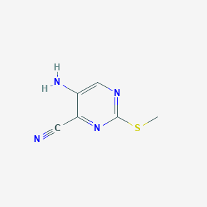 molecular formula C6H6N4S B13011440 5-Amino-2-(methylthio)pyrimidine-4-carbonitrile 