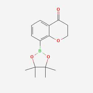 molecular formula C15H19BO4 B13011696 8-(4,4,5,5-Tetramethyl-1,3,2-dioxaborolan-2-yl)chroman-4-one 