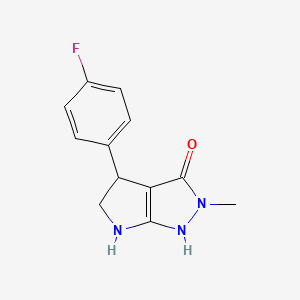 molecular formula C12H12FN3O B13012093 4-(4-Fluorophenyl)-2-methyl-2,4,5,6-tetrahydropyrrolo[2,3-c]pyrazol-3-ol 