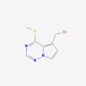 molecular formula C8H8BrN3S B13012370 5-(Bromomethyl)-4-(methylthio)pyrrolo[2,1-f][1,2,4]triazine 