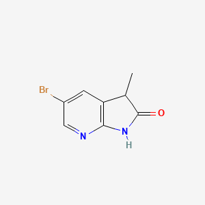 molecular formula C8H7BrN2O B13013067 5-Bromo-3-methyl-1,3-dihydro-2H-pyrrolo[2,3-b]pyridin-2-one 