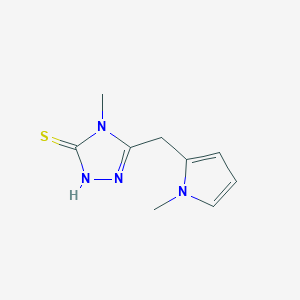 molecular formula C9H12N4S B1301395 4-methyl-5-[(1-methyl-1H-pyrrol-2-yl)methyl]-4H-1,2,4-triazole-3-thiol CAS No. 869943-98-6