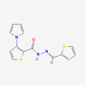 molecular formula C14H11N3OS2 B1301503 3-pyrrol-1-yl-N-(thiophen-2-ylmethylideneamino)thiophene-2-carboxamide 