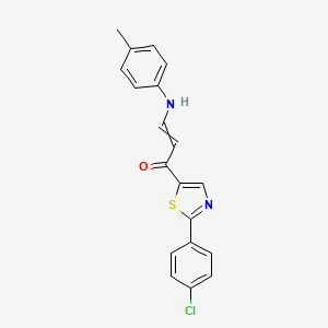 molecular formula C19H15ClN2OS B1301511 (E)-1-[2-(4-chlorophenyl)-1,3-thiazol-5-yl]-3-(4-toluidino)-2-propen-1-one 