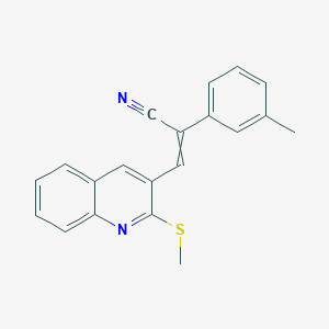 molecular formula C20H16N2S B1301514 2-(3-Methylphenyl)-3-(2-methylsulfanylquinolin-3-yl)prop-2-enenitrile 