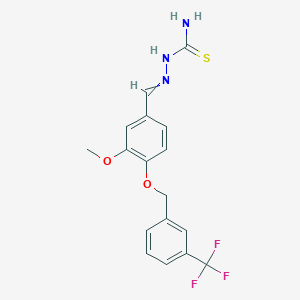 molecular formula C17H16F3N3O2S B1301530 2-[(E)-(3-methoxy-4-{[3-(trifluoromethyl)benzyl]oxy}phenyl)methylidene]-1-hydrazinecarbothioamide 
