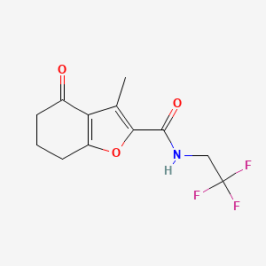 molecular formula C12H12F3NO3 B13017130 3-Methyl-4-oxo-N-(2,2,2-trifluoroethyl)-4,5,6,7-tetrahydrobenzofuran-2-carboxamide 