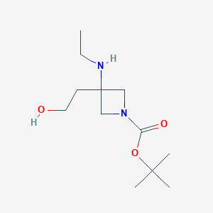 molecular formula C12H24N2O3 B13017179 Tert-butyl3-(ethylamino)-3-(2-hydroxyethyl)azetidine-1-carboxylate 