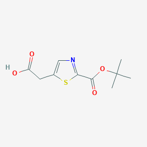 molecular formula C10H13NO4S B13017201 2-(2-(Tert-butoxycarbonyl)thiazol-5-YL)acetic acid 