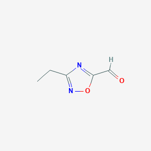 molecular formula C5H6N2O2 B13017255 3-Ethyl-1,2,4-oxadiazole-5-carbaldehyde 