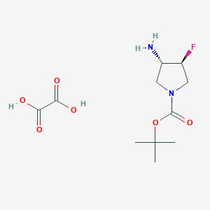 molecular formula C11H19FN2O6 B13017287 tert-Butyl(3S,4S)-3-amino-4-fluoropyrrolidine-1-carboxylateoxalate 