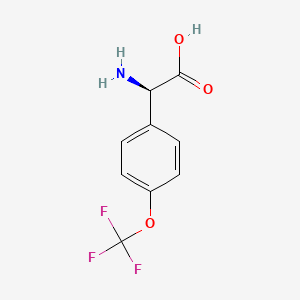 molecular formula C9H8F3NO3 B13017294 (2R)-2-Amino-2-[4-(trifluoromethoxy)phenyl]acetic acid 
