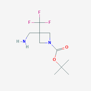 molecular formula C10H17F3N2O2 B13017328 Tert-butyl3-(aminomethyl)-3-(trifluoromethyl)azetidine-1-carboxylate 