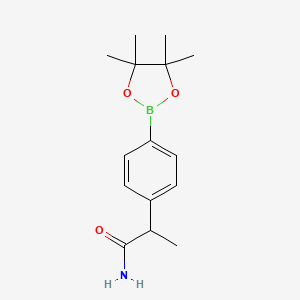 molecular formula C15H22BNO3 B13017393 2-(4-(4,4,5,5-Tetramethyl-1,3,2-dioxaborolan-2-yl)phenyl)propanamide CAS No. 917397-90-1