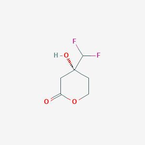 molecular formula C6H8F2O3 B13017448 (R)-4-(Difluoromethyl)-4-hydroxytetrahydro-2H-pyran-2-one 