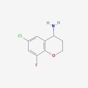 molecular formula C9H9ClFNO B13017507 6-Chloro-8-fluorochroman-4-amine 