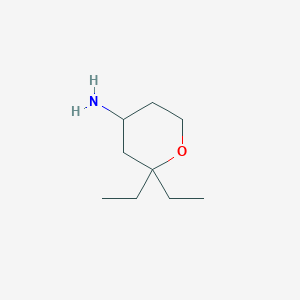 molecular formula C9H19NO B13017521 2,2-Diethyloxan-4-amine 